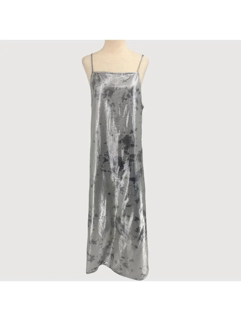 Norblack Norwhite Metallic Slip Dress Silver M - Picture 1 of 9